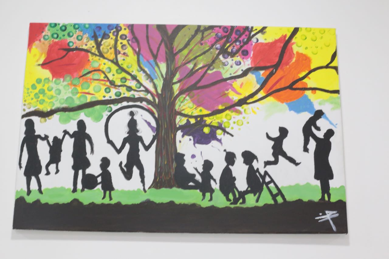 A colorful painting about children
