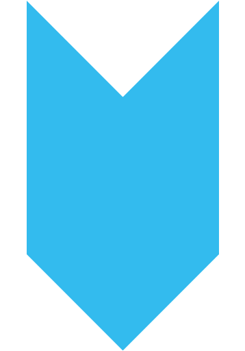 A blue downward arrow with a pointed tip.