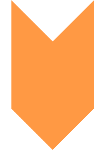 An orange downward arrow with a notch at the top.